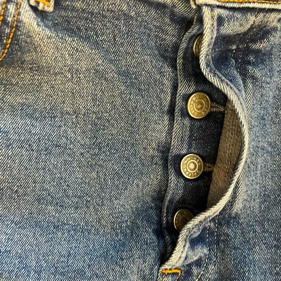 GRLFRND Karolina Crop Slightly Distressed Blue Denim Jean Sixpence Wash Size 31 - Picture 6 of 11